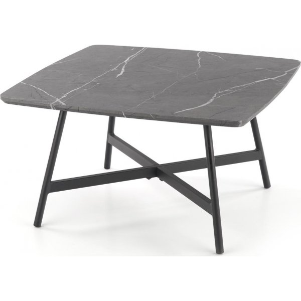 Estense soffbord 75 x 75 cm - Gr marmor/svart