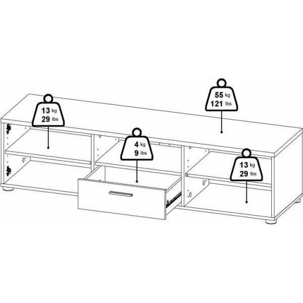 Banc mdia avec tiroirs - Blanc