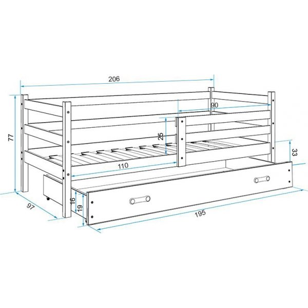 Eryk juniorsng med frvaringslda - Valfri frg & storlek