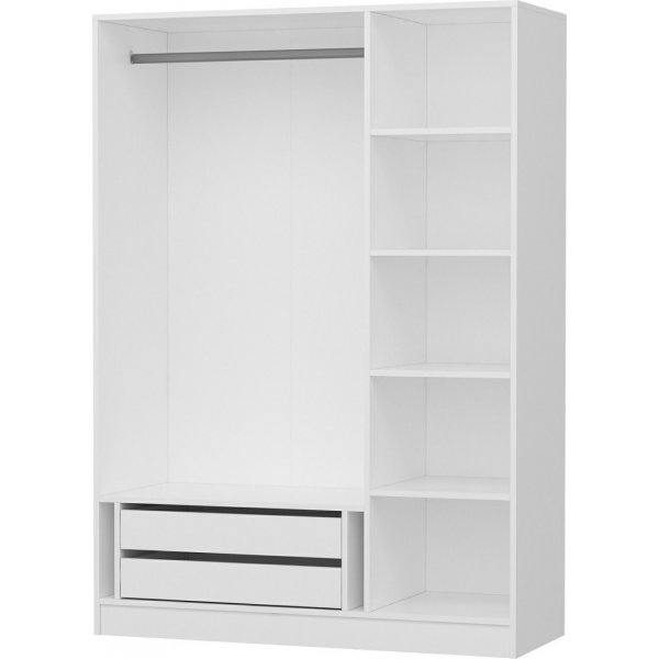 Kapeto garderob med spegeldörrar, 135 cm - Vit Kapeto garderob med spegeldörrar, 135 cm - Vit