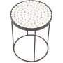 Ray sidobord 47 cm - Svart metall / Vit rundstav / Glas