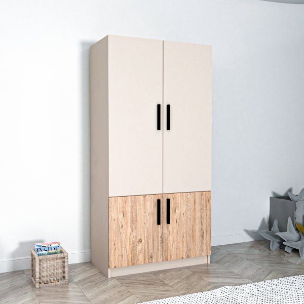 Armoire Newra - Pin/beige Armoire Newra - Pin/beige