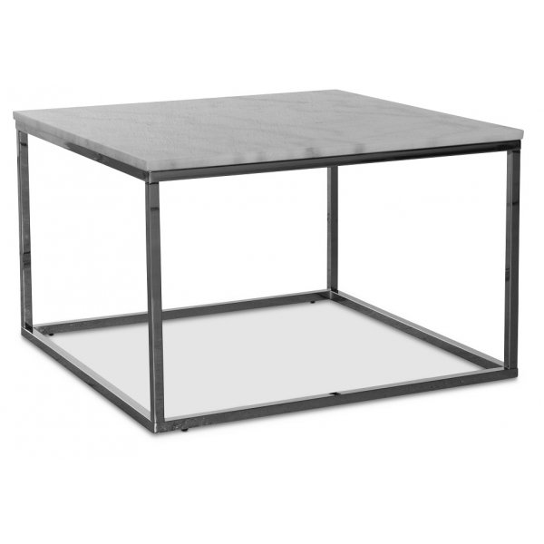 Accent soffbord 75 - Vit marmor / Kromat underrede