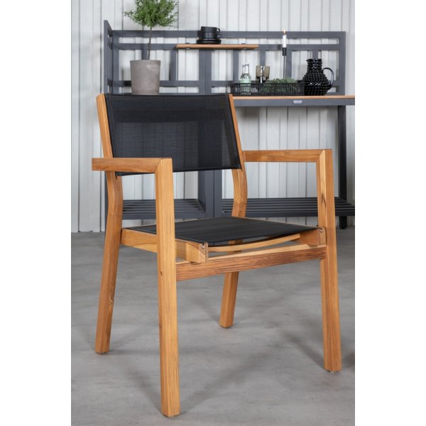 Bois utematgrupp med 6 st Venice stolar - Svart/Natur