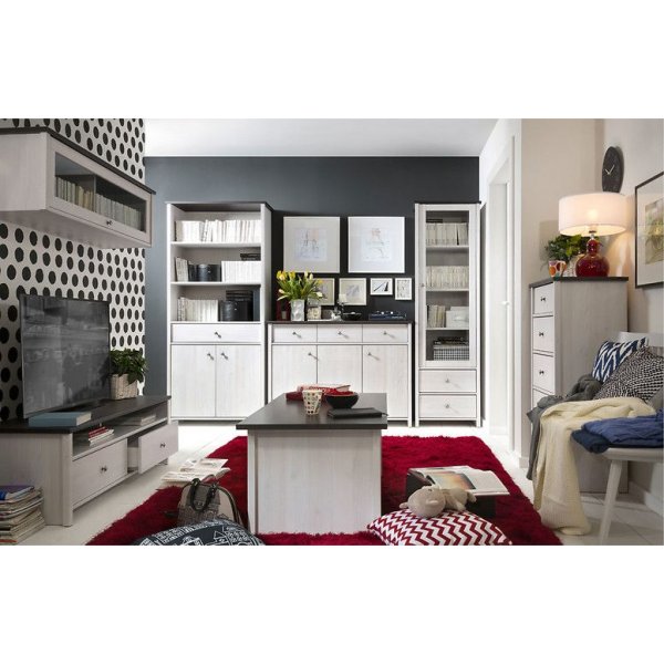 Salvador soffbord med hylla 115 x 60 cm - Vit/svart