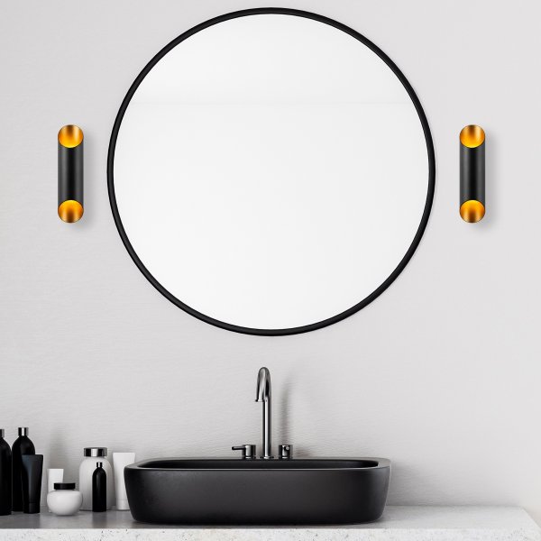 Geslepen wandlamp 11810 - Zwart/goud