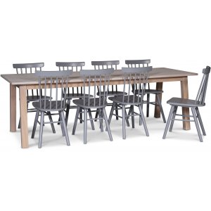 Saltsj� matgrupp 240 cm inkl 8 st gr� Orust pinnstolar - Vitoljad ekfan�r