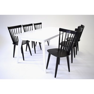 Sarek matgrupp - Bord inklusive 6 st stolar - Vit / svart