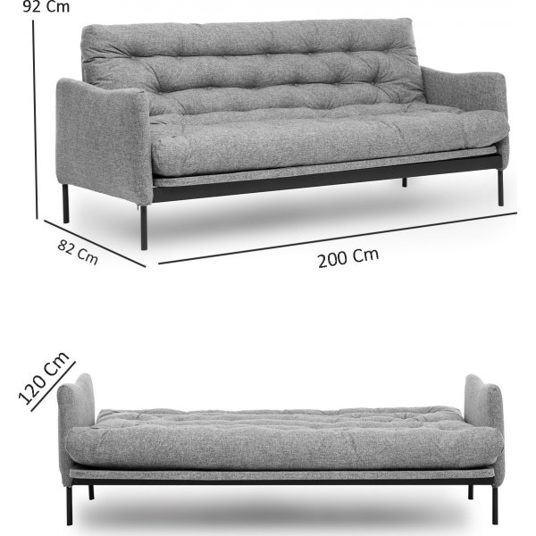 Canap convertible 3 places Renge - Gris fonc