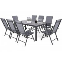 Utematgrupp Ibiza bord med 8 st positionsstolar - Grå/mörk grå Utematgrupp Ibiza bord med 8 st positionsstolar - Grå/mörk grå