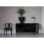 Revel sideboard 160 cm - Svart / Mrktonat glas