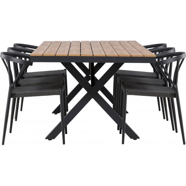 Garcia rektangulr matgrupp med 6 st Stina stolar - Svart