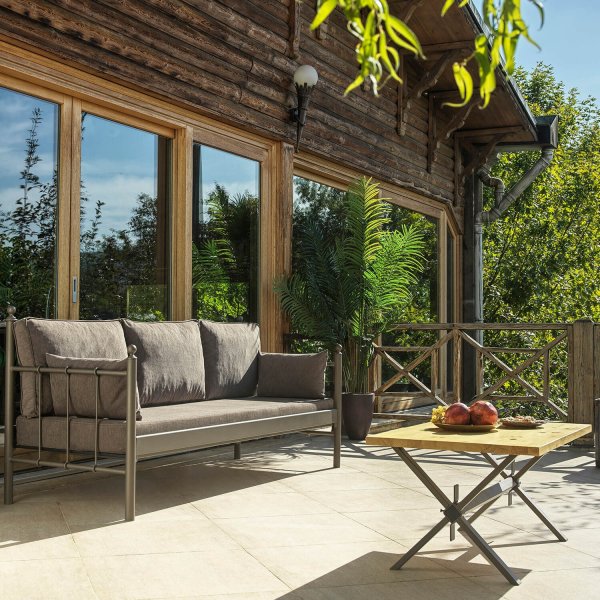 Canap d'extrieur 3 places Lalas - Marron + Dtachant pour meubles