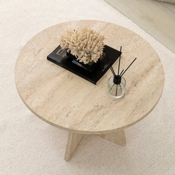 Table basse champignon Ø60 cm - Travertin Table basse champignon Ø60 cm - Travertin