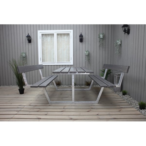 Rustieke bankenset met rugleuning - Grijs