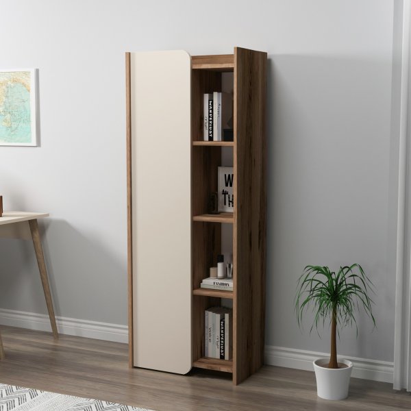 Bibliothque Suave - Noyer clair/beige