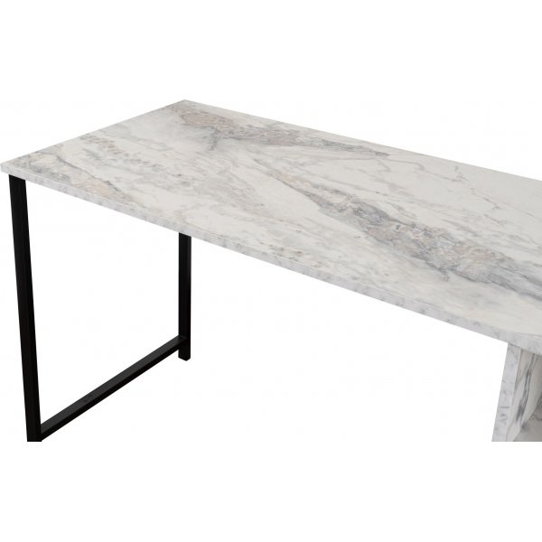 Twin skrivbord - Vit marmor/svart