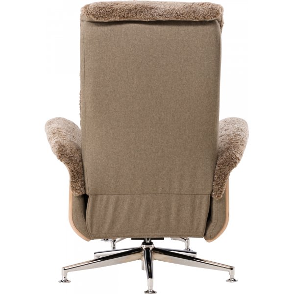 Frskinnsftlj med fotpall - Brun / ek - Ulla