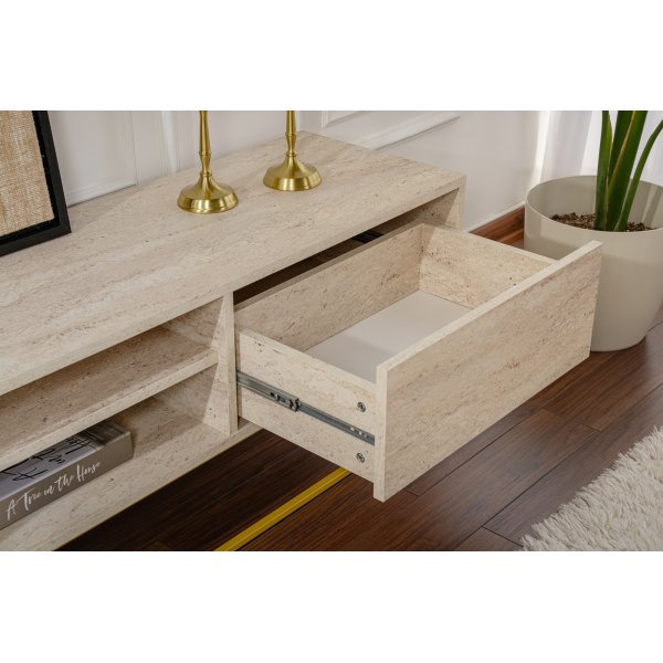 Escape TV-bnk 180 cm - Travertin/guld