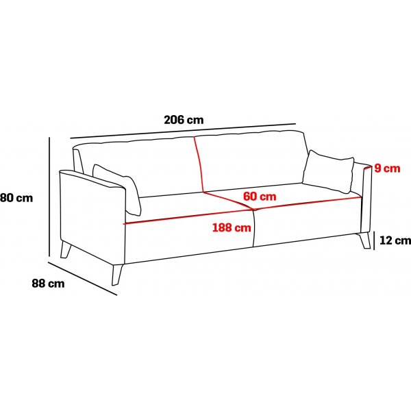 Ova 3-sits bäddsoffa - Turkos Ova 3-sits bäddsoffa - Turkos