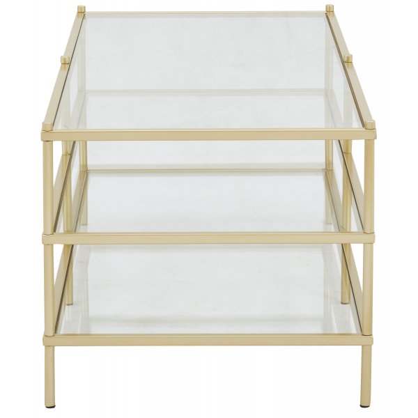 Tiffany Inca soffbord 120 x 51 cm - Mässing / Glasskiva Tiffany Inca soffbord 120 x 51 cm - Mässing / Glasskiva