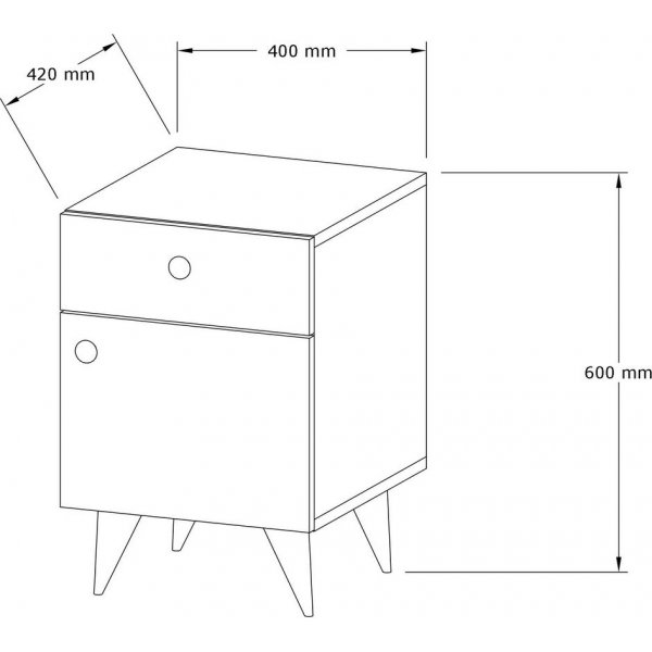 Pila nachtkastje - Wit/antraciet