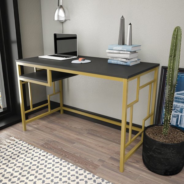 Kennesaw skrivbord 120 x 60 cm - Guld/antracit Kennesaw skrivbord 120 x 60 cm - Guld/antracit