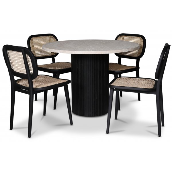 Decibel runt matbord Ø105 cm - Svart / Travertin Decibel runt matbord Ø105 cm - Svart / Travertin