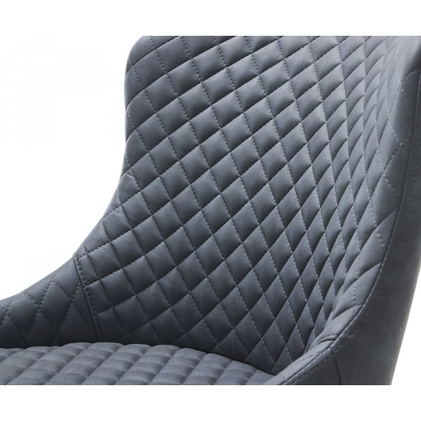 Chaise Bernt en PU gris motif losanges Chaise Bernt en PU gris motif losanges