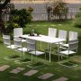 Holmsund matgrupp; bord 180x80 cm med 8 st stolar (2 st karmstolar + 6 st stolar)