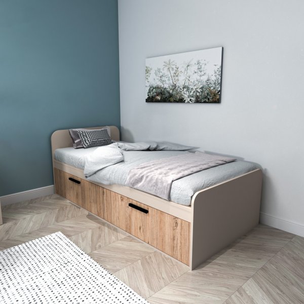 Newra enkelsng 190 x 90 cm - Furu/beige