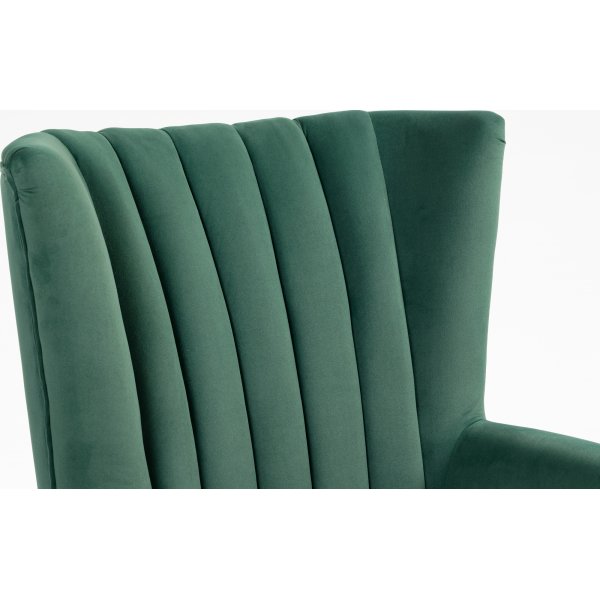 Fauteuil met oorkleppen in groen fluweel + Textielreiniging voor meubels Fauteuil met oorkleppen in groen fluweel + Textielreiniging voor meubels