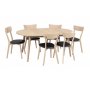 Matgrupp Genova matbord 110-160 cm inkl 6 st Amino stolar - Vitpigmenterad/svart ecolder + 6.00 x Servettringar