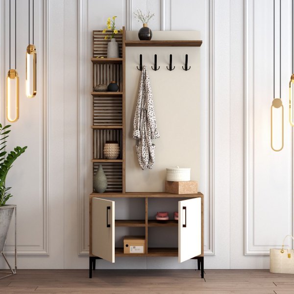 Viyana hallmöbel 90 cm - Valnöt/cream Viyana hallmöbel 90 cm - Valnöt/cream