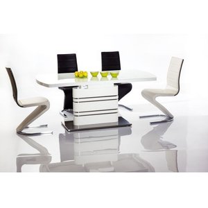 Celeste utdragbart matbord i vit högglans 90x180-220 cm - Matbord med glasskiva, Matbord, Bord