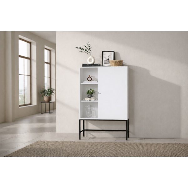 Highboard Brooklyn i vitmålad MDF - 90x40x140 cm Highboard Brooklyn i vitmålad MDF - 90x40x140 cm