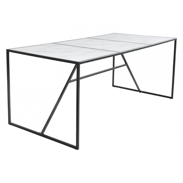 New York matbord 185 cm - Svart / Marmorglas