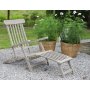 Salt dckstol med inbyggt fotstd - Gr teak + Textilskydd fr mbler