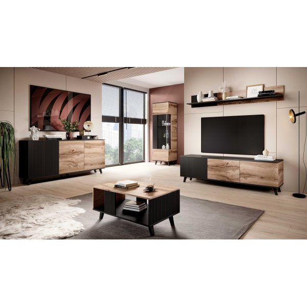 Fate wandplank 180 cm - Wotan eiken/zwart