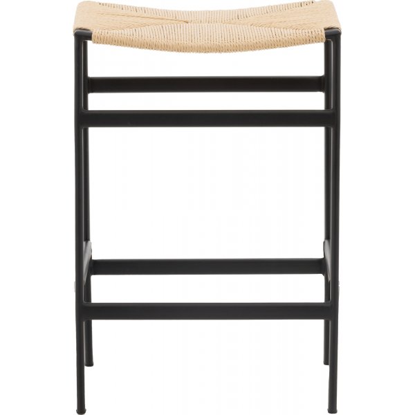 Tabouret de bar Polly - Noir/rotin