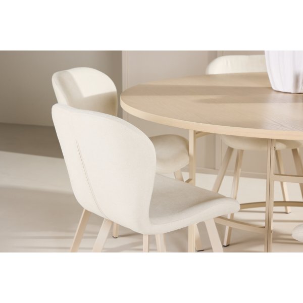 Matbord Copenhagen med 6 st Lilja stolar - Beige/whitewash + 6.00 x Stolsdyna Matbord Copenhagen med 6 st Lilja stolar - Beige/whitewash + 6.00 x Stolsdyna