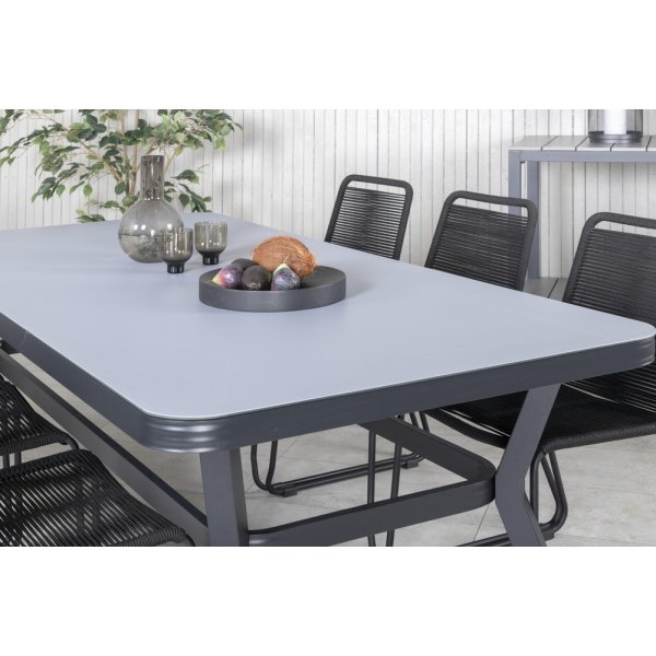 Virya utematgrupp med 6 st Lindos stolar - Svart/Grå Virya utematgrupp med 6 st Lindos stolar - Svart/Grå