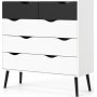 Commode Oslo  5 tiroirs - Blanc/noir