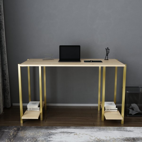 Academy skrivbord 125,2 x 60 cm - Guld/ek Academy skrivbord 125,2 x 60 cm - Guld/ek
