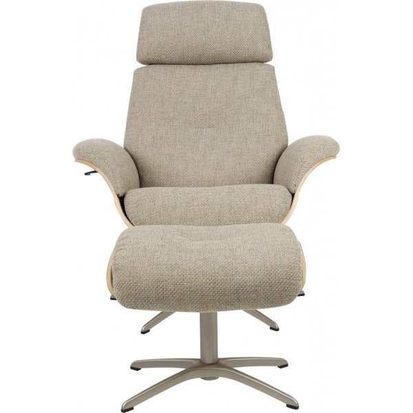 Falcon fåtölj med fotpall - Beige/vitpigmenterad ek Falcon fåtölj med fotpall - Beige/vitpigmenterad ek