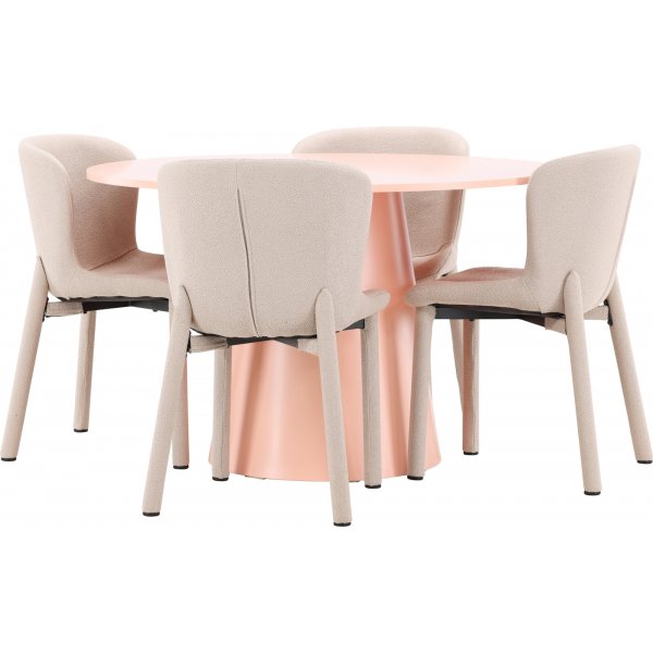 Matbord Lanzo med 4 st Astoria stolar - Beige/rosa Matbord Lanzo med 4 st Astoria stolar - Beige/rosa