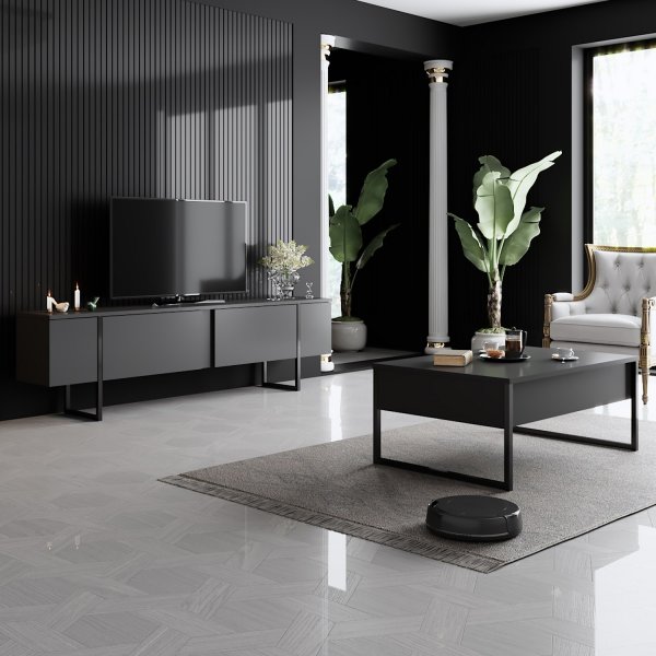Meuble TV Lux - Anthracite/noir