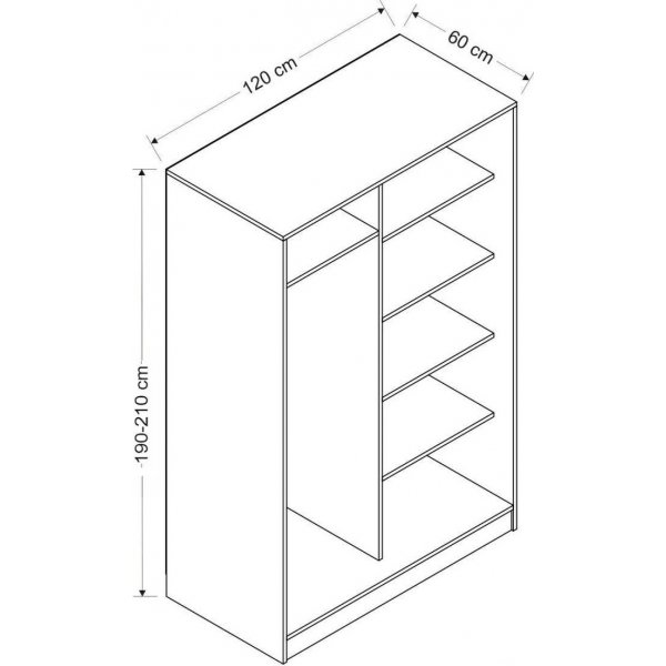 Kapusta kledingkast 120 cm - Wit/antraciet Kapusta kledingkast 120 cm - Wit/antraciet