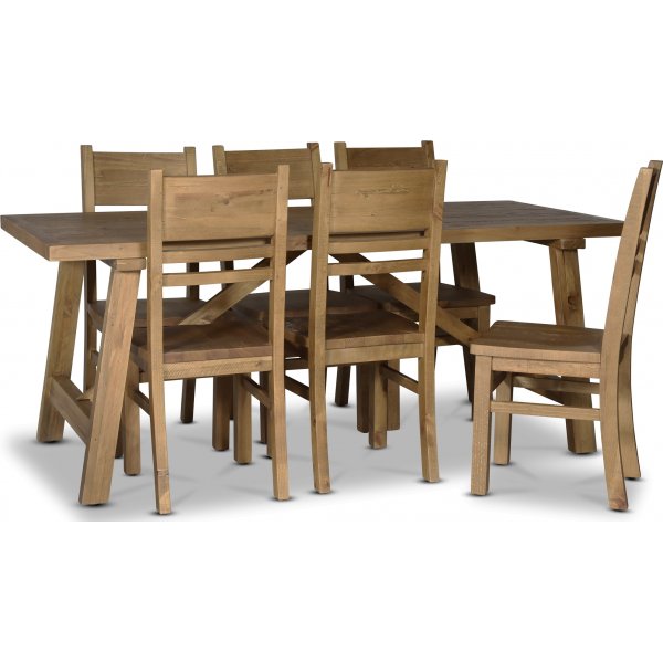 Woodforge matgrupp bord med 6 st stolar i tervunnet tr