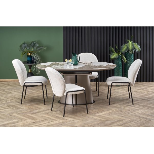 Robinson matbord 160-200 x 90 cm - Beige marmor/cappuccino/svart Robinson matbord 160-200 x 90 cm - Beige marmor/cappuccino/svart